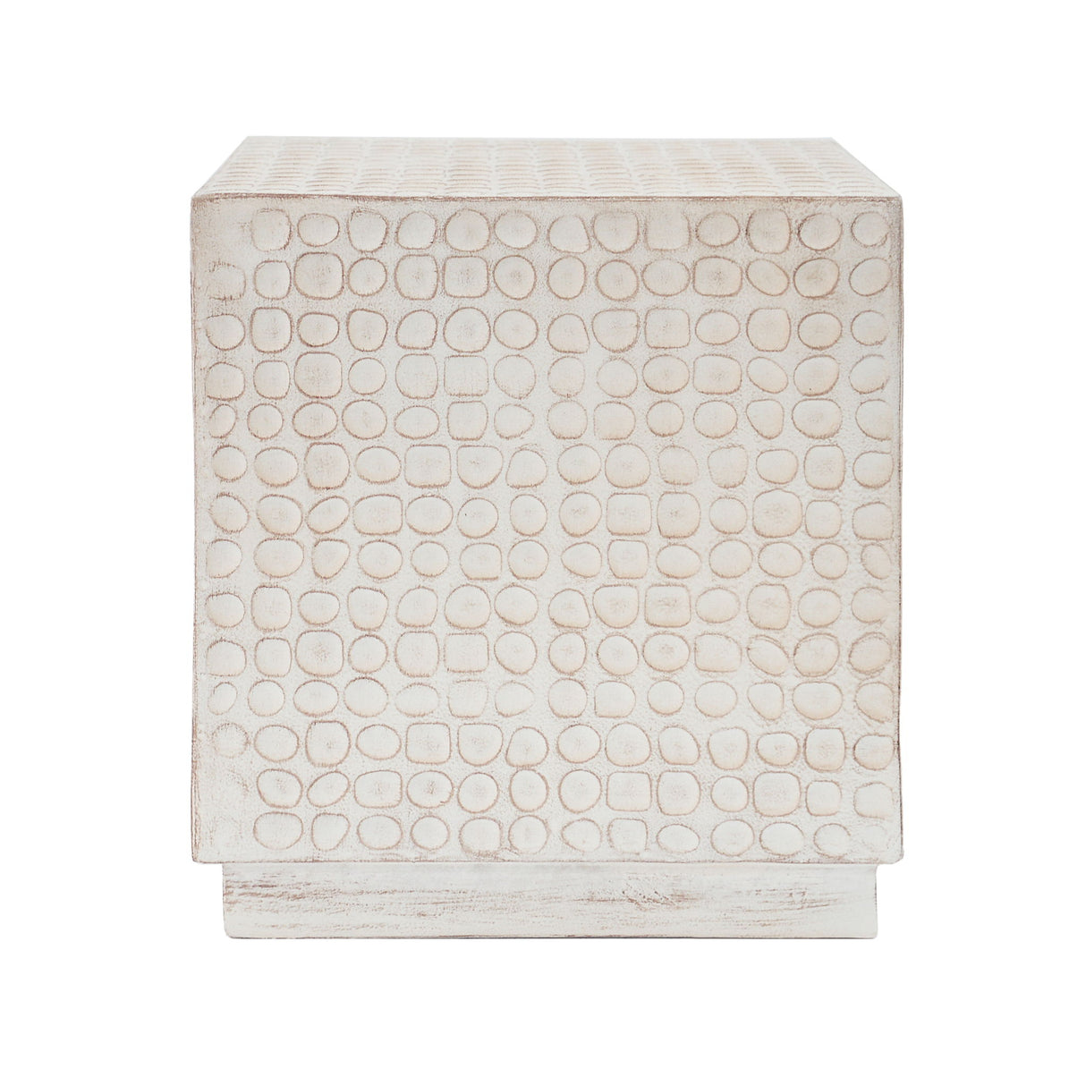 Chic Modern Mgo Cube Side Table With Fluted Design - Antique Brown