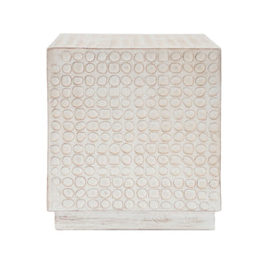 Chic Modern Mgo Cube Side Table With Fluted Design - Antique Brown