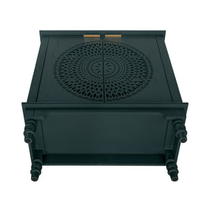 Hollow Carved 2 Door Accent Cabinet With Adjustable Shelf, Sideboard Buffet For Entryway, Living Room Or Bedroom - Blackish Green