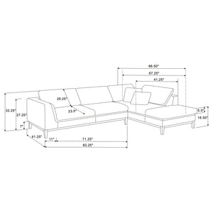 Harlan - L-Shape Upholstered Sectional With Pillows - Gray