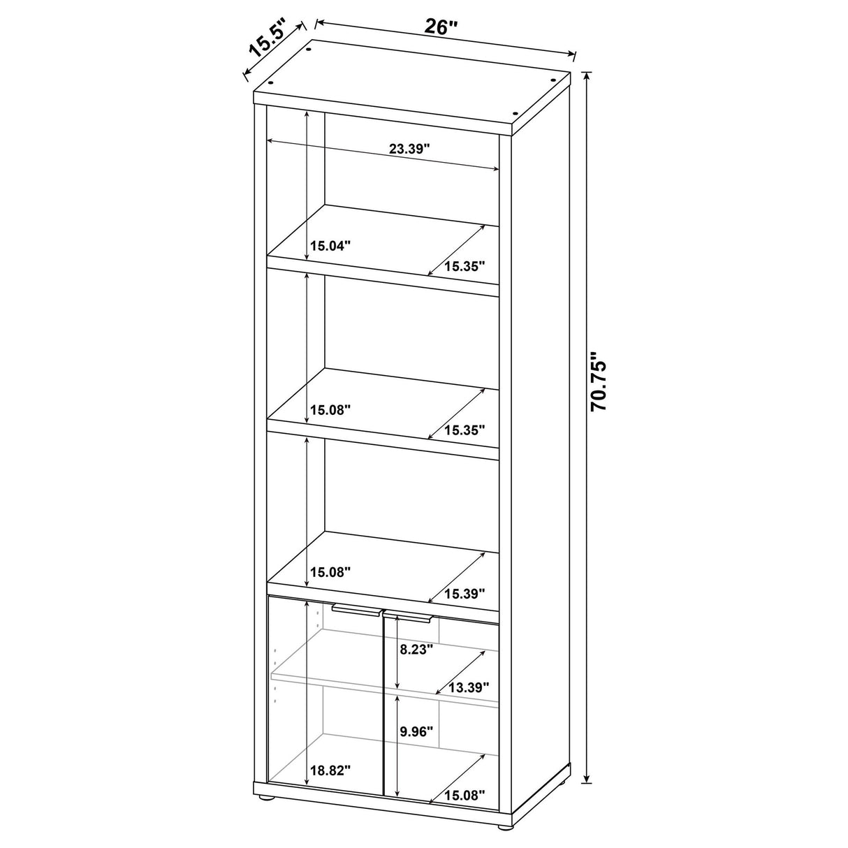 Noriega - 3 Piece TV Entertainment Center, Open & Concealed Storage - Wood