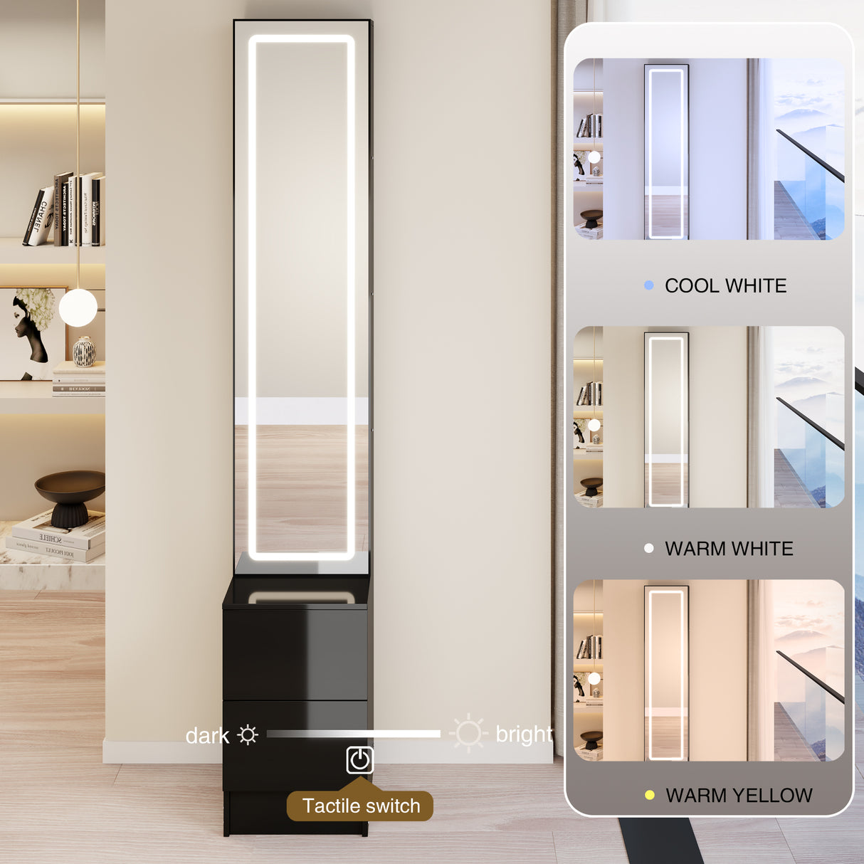 LED Dressing Mirror Cabinet with Adjustable Brightness