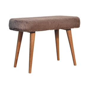 Solid Wood Faux Fur Fabric Bench, Upholstered, Nordic Legs