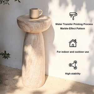 Natural Stone Grain Mushroom Shape Side Table