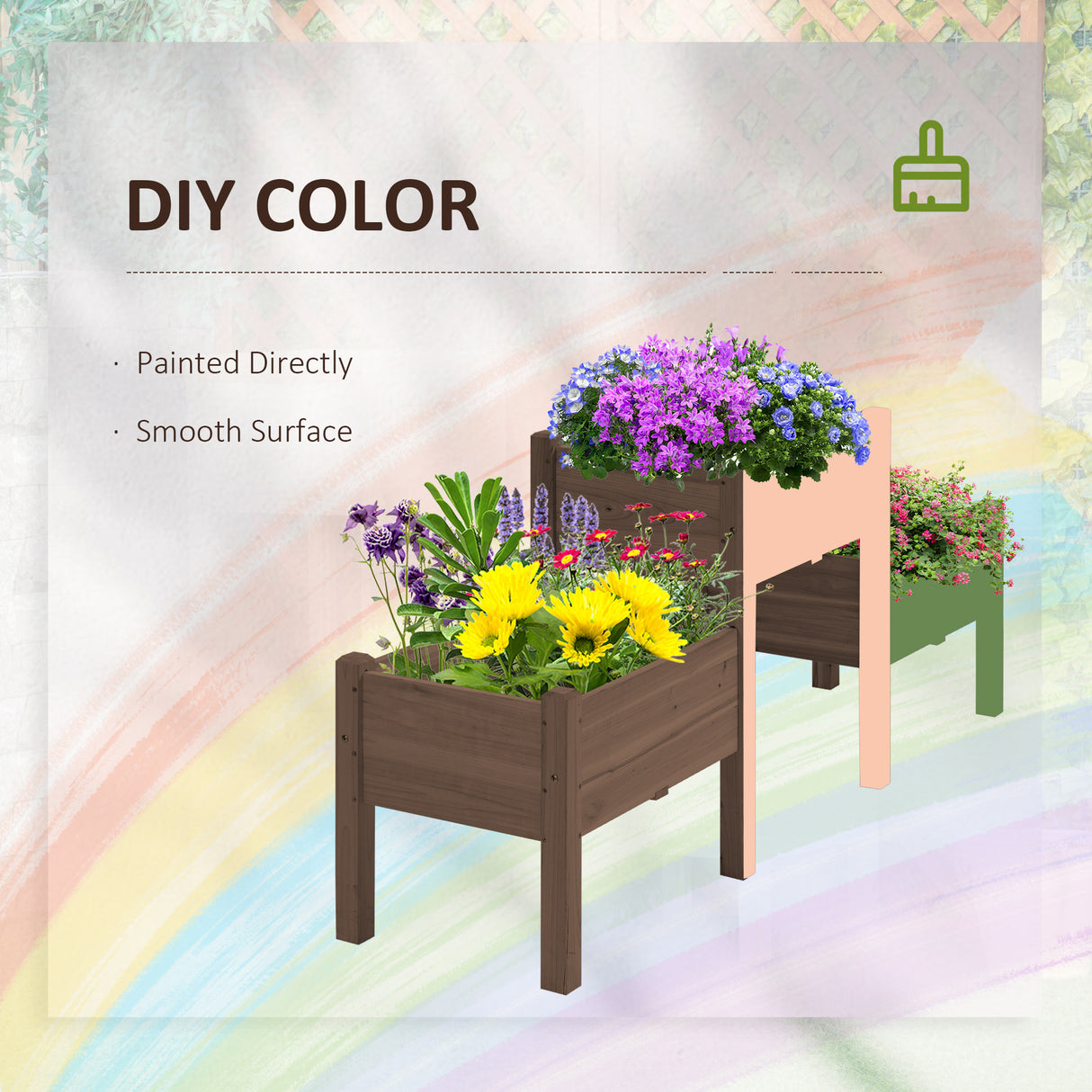 Outsunny Raised Garden Bed with 3 Planter Box