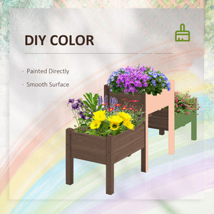 Outsunny Raised Garden Bed with 3 Planter Box
