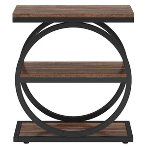 Industrial Narrow End Table With 3 Shelves