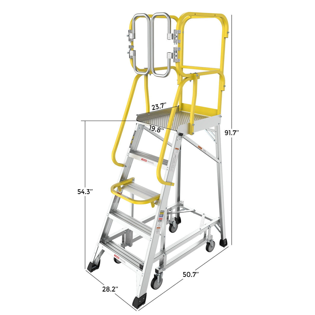 Heavy Duty Aluminum Rolling Platform Ladder with Steps