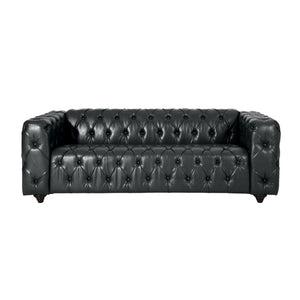 Comfy 3 Seat Sofa & Wooden Legs, For Living Room And Study - Black - Best Buy Furniture