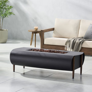 Vernon - Rectangle Fire Pit 50, 000 Btu - Dark Gray - Best Buy Furniture
