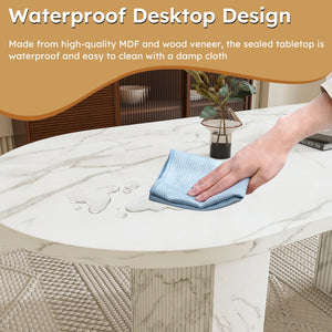 Oval Dining Table With Wood Strip Base