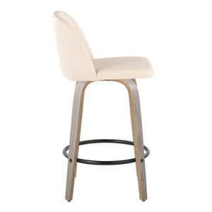 Toriano - Contemporary Fixed Height Counter Stool With Swivel & Round Footrest (Set of 2)