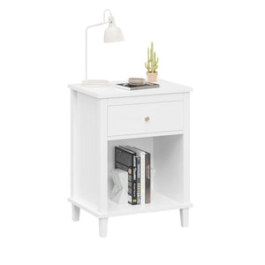 Nightstand & 1 Drawer And 1 Shelf - White