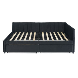 Upholstered Tufted Daybed Frame With Storage Drawers