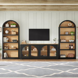 3-Piece Retro TV Stand Set with Bookshelf for TVs Up to 70"