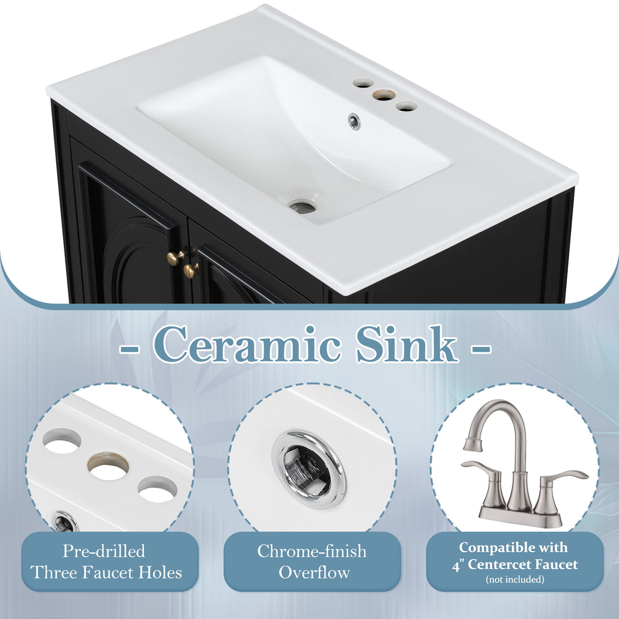 Double Sink Bathroom Vanity Set With Wall Mount Mirror Cabinet