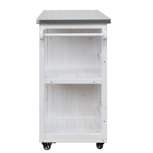Outdoor Kitchen Island Prep Station With Lockable Wheels, Ample Storage, Towel & Spice Racks