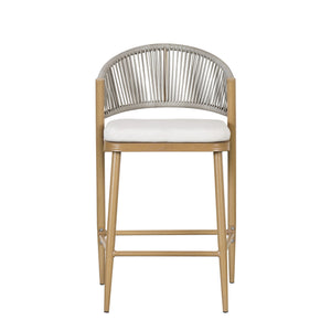 Outdoor 26" Counter Height Metal Frame Counter Stools With Scallop Shaped Backrest & Water Resistant Cushions