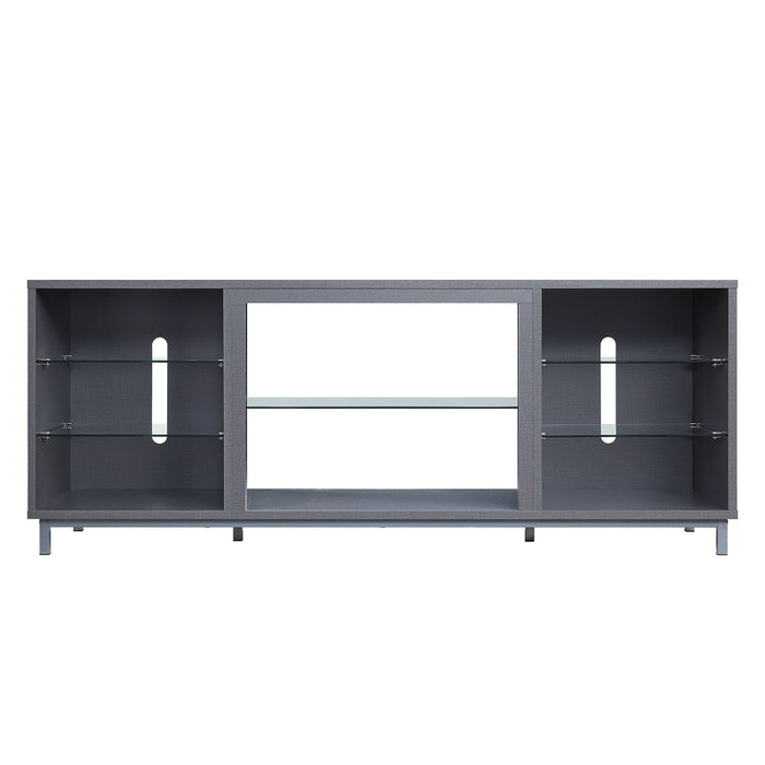 Modern TV Stand with 7 Shelf Storage - Beige, Black, White, or Dark Gray