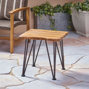Zenith - Outdoor Industrial Accent Table (Set of 2) - Teak - Best Buy Furniture