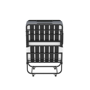 Twin Folding Bed With Memory Foam Mattress, On Wheels, Portable Bed For Adults & Guests - Black
