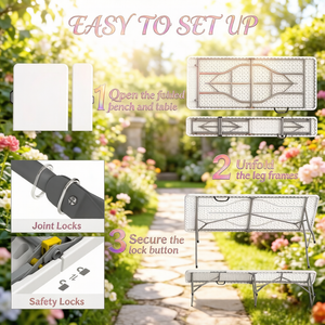 Foldable Picnic Table and Chairs, Portable Camping Table and Chairs, Outdoor Camping Furniture Set