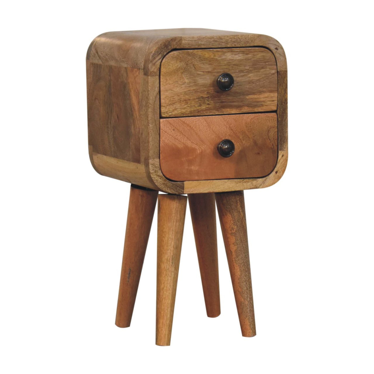 Solid Wood Extra Mini Curved Oak Bedside Table