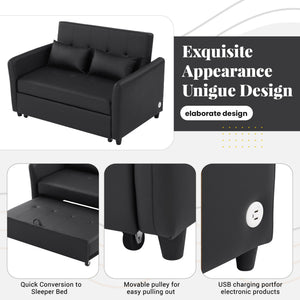 Convertible Sleeper Sofa Bed With 3 USB Ports