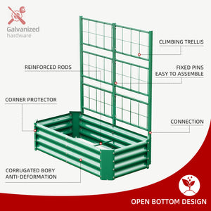 4x2x1FT Galvanized Raised Garden Bed with Arch Trellis