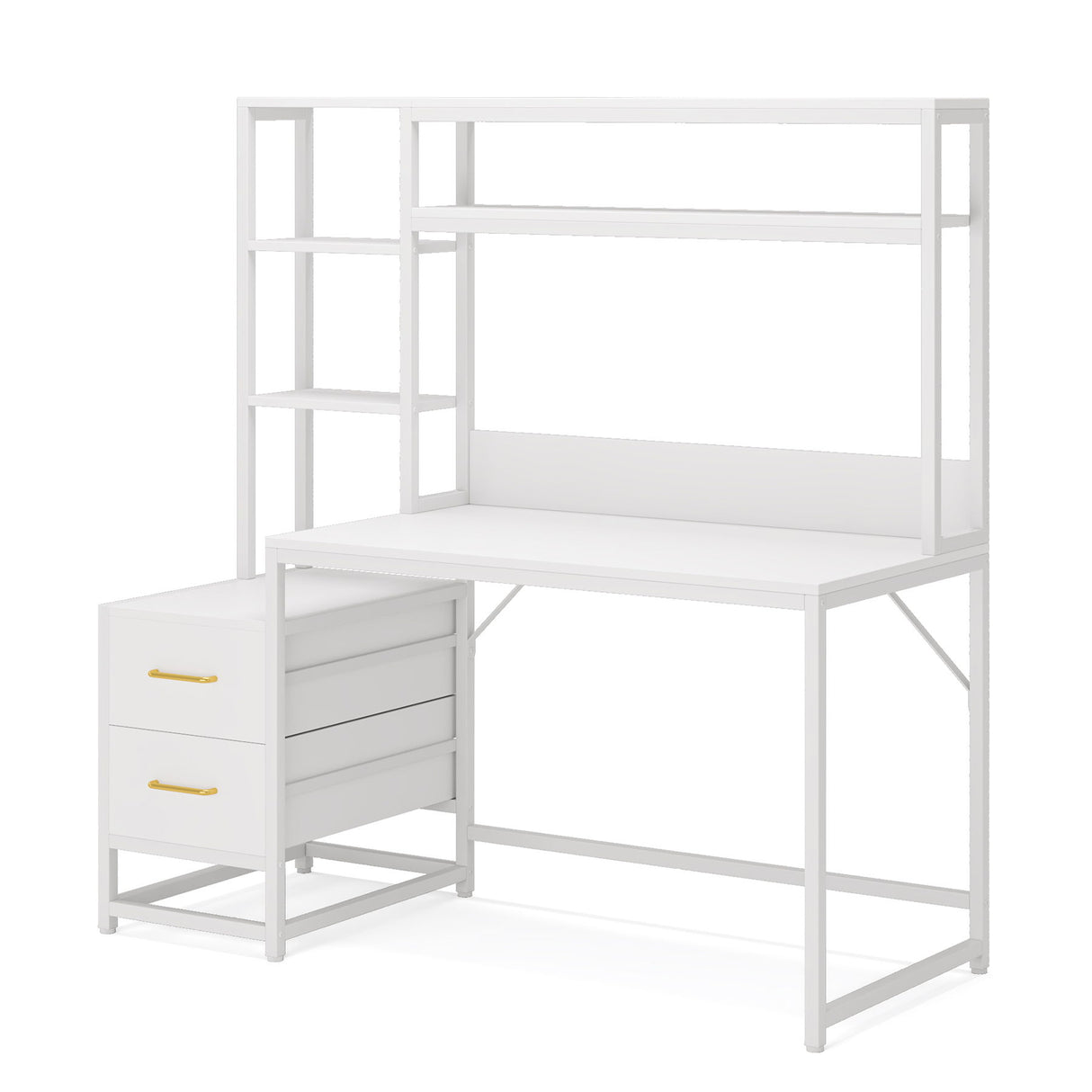 Computer Desk With Hutch, 2 Drawers & Open Shelves