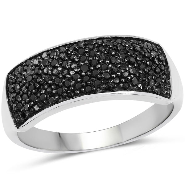 0.43 Carat Genuine Black Diamond .925 Sterling Silver Ring