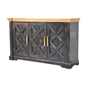 Solid Wood Regal Rustic Sideboard - 6 Compartments