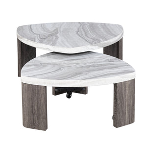 Contemporary Style Nesting Cocktail Table with Marble Pattern
