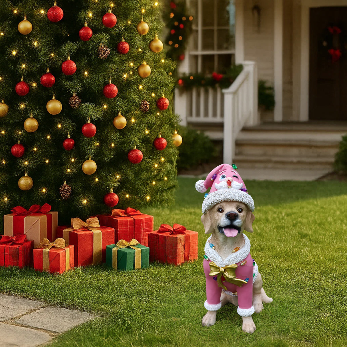 Christmas Labrador Retriever Statue