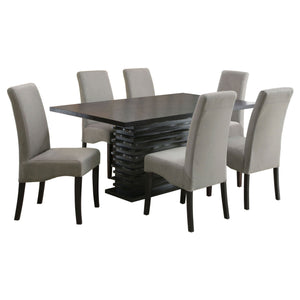 Wendell - 7 Piece Dining Set With Pedestal Table And Chairs - Gray