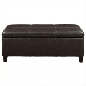 Rectangle Storage Ottoman Bench For Living Room - Brown