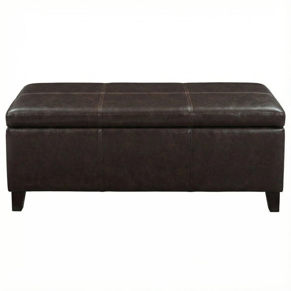 Rectangle Storage Ottoman Bench For Living Room - Brown