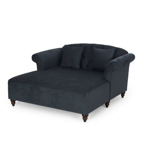 Upholstered Chaise Lounge With Scroll Arms, Turned Legs And 2 Pillows - Best Buy Furniture