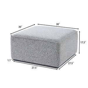 Square Upholstered Ottoman with Black-and-White Fabric