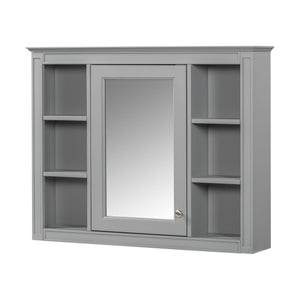 Bathroom Vanity With Mirror Cabinet, Single Sink With 2 Soft Closing Doors And 4 Drawers