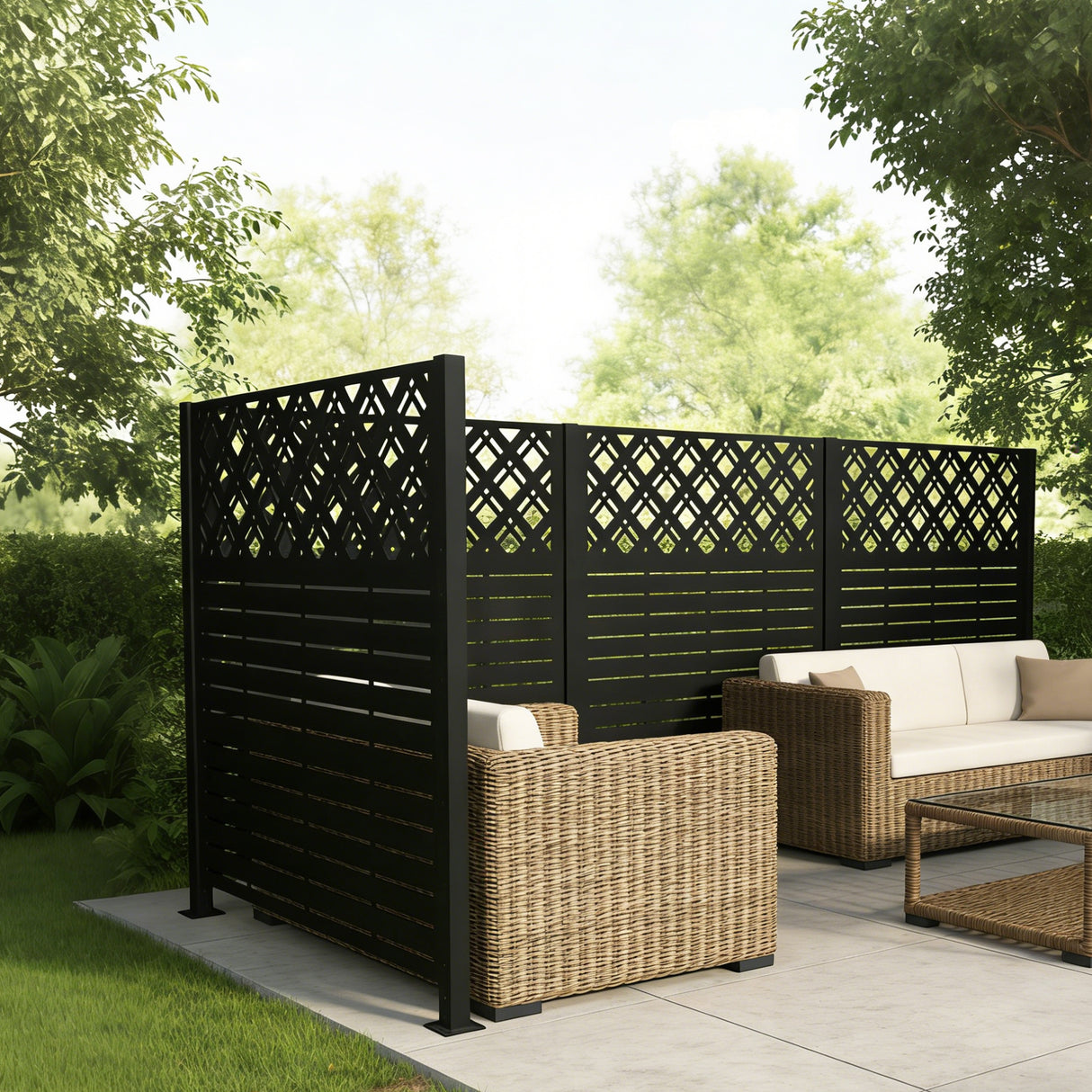 W48'' x H47.3'' x 2 Panels Metal Privacy Screen