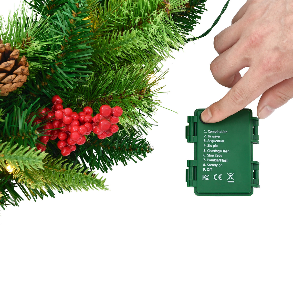 24-Inch Pre-Lit Artificial Christmas Wreath