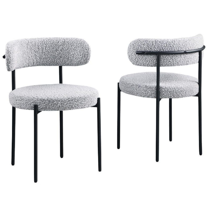 Upholstered Kitchen Chair Set of 2 with Metal Legs - Gray, Black, Beige