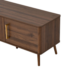 TV Stand For TVs Up To 85" With Fluted Door, Cable Management, Soft-Closing Hinges - Walnut