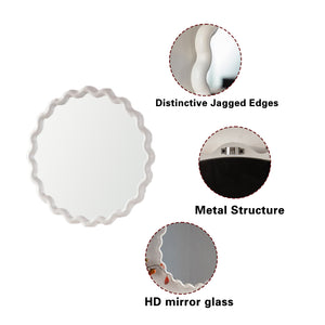 White Scalloped Round Wall Mirror