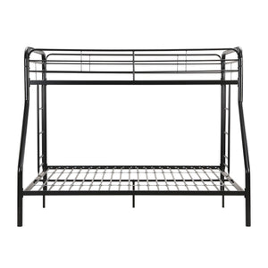 Modern Twin Over Full Metal Bunk Bed With Trundle And Dual Side Ladder And Metal Design - Black / Brown