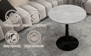 27.6-Inch Round Faux Marble Dining Table