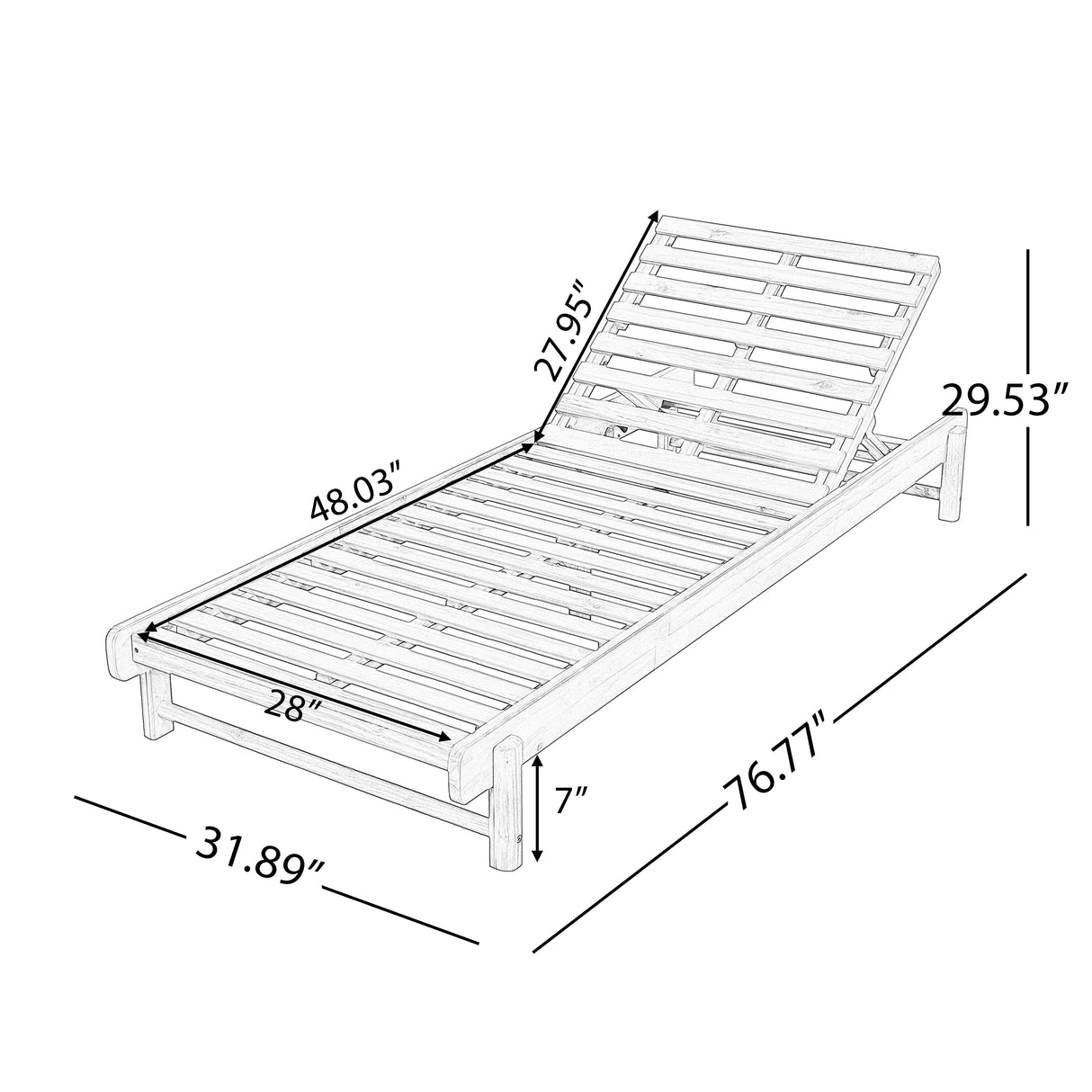 Light Teak Acacia Wood Chaise Lounge Set