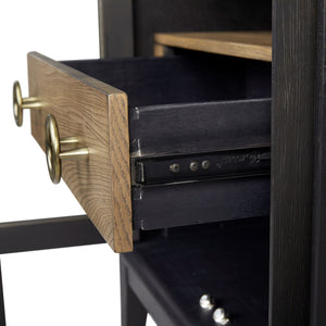Glass Door Nightstand - Black
