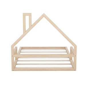 Elegant Floor Bed With House Shaped Headboard